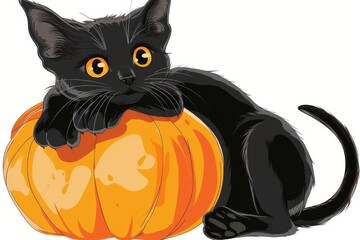 Black Cat and Pumpkin