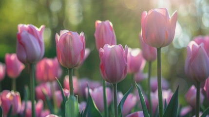 Fototapeta premium Close up of pink tulips