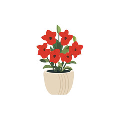 Flower pot minimalist vector illustration ,simple transparent graphic element .Isolated on white background