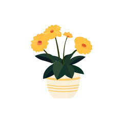 Flower pot minimalist vector illustration ,simple transparent graphic element .Isolated on white background