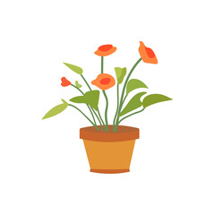 Flower pot minimalist vector illustration ,simple transparent graphic element .Isolated on white background