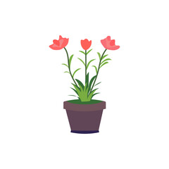 Flower pot minimalist vector illustration ,simple transparent graphic element .Isolated on white background
