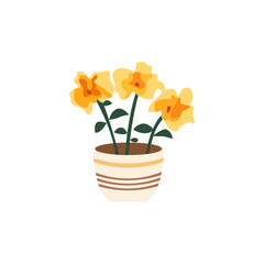 Flower pot minimalist vector illustration ,simple transparent graphic element .Isolated on white background