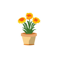 Flower pot minimalist vector illustration ,simple transparent graphic element .Isolated on white background