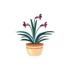 Flower pot minimalist vector illustration ,simple transparent graphic element .Isolated on white background