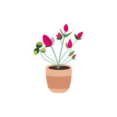 Flower pot minimalist vector illustration ,simple transparent graphic element .Isolated on white background