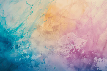 Fototapeta premium A delicate blend of blue and yellow watercolor strokes, creating a tranquil and airy abstract scene.