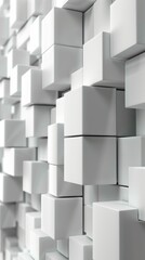 Abstract white cubic pattern with geometric 3D blocks