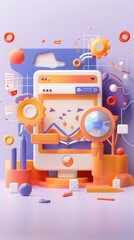 Abstract colorful data analytics and digital marketing elements