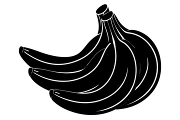  Bunch of Bananas silhouette black linocut vector illustration