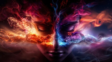 Sixth sense experience illustrated with ethereal light and symbols, Mystical, Bright colors, Digital art