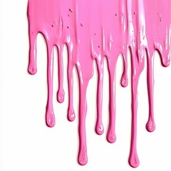 Naklejka premium A pink paint drips down a white background