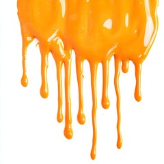 The orange paint drips down the wall, creating a sense of movement and energy
