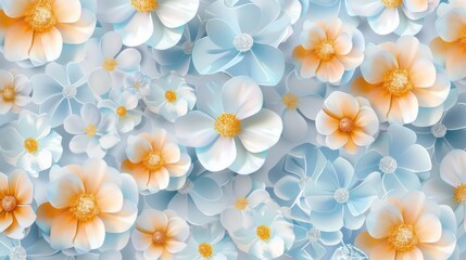 A pattern background featuring repeating floral motifs in pastel colors, creating a visually striking and cohesive design, perfect for spring and summer themes, providing a sense of freshness and