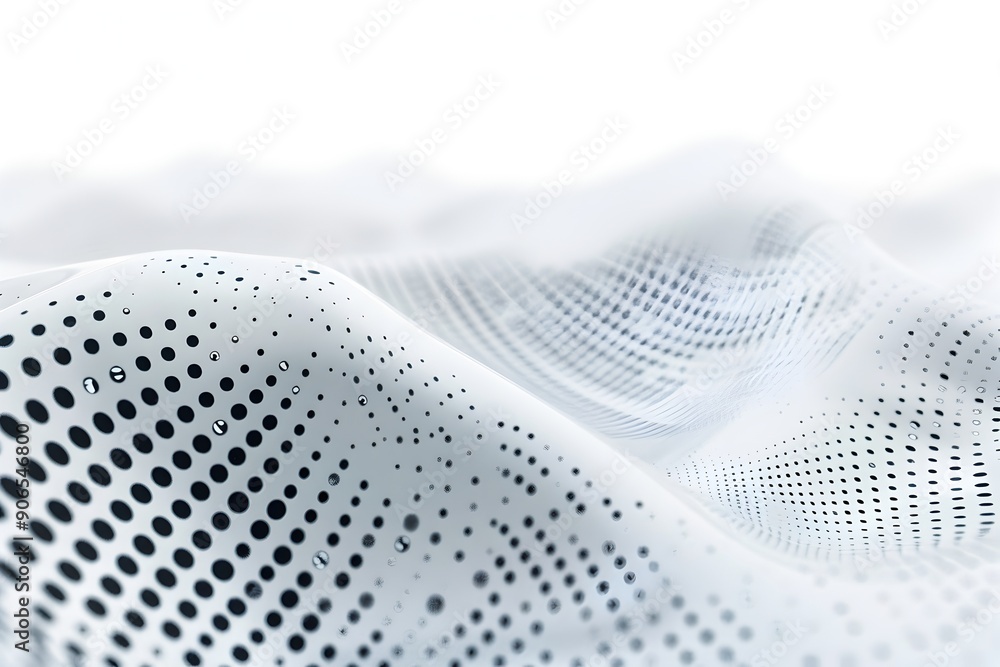 Aufkleber abstract black dots in a wavy pattern on a white background, technology design vector illustration. 