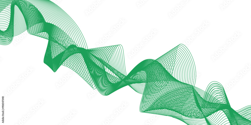 Poster abstract colorful green lines on a white background. digital frequency track equalizer. digital freq