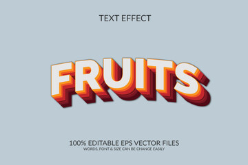 Fruits 3d vector eps fully editable text effect illustration.