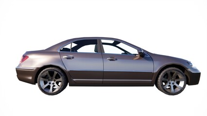 3D rendering of sports car private car family car black color with white background