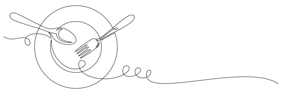 cutlery continuous line vecto...