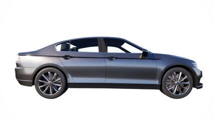 3D rendering of sports car private car family car black color with white background