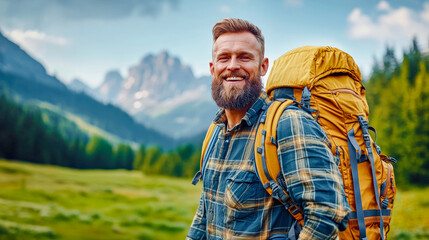 Joyful Hiking Adventure Group of Happy Hikers Enjoying Nature Smiling and Exploring the Great Outdoors in a Beautiful Mountain Landscape Brainstorming Digital Art