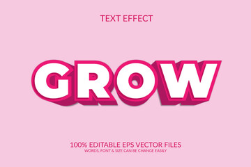 Grow 3d vector eps fully editable text effect illustration.