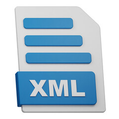 xml file 3d icon isolated on the transparent background