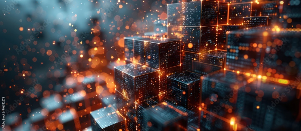 Poster abstract digital architecture with glowing lights