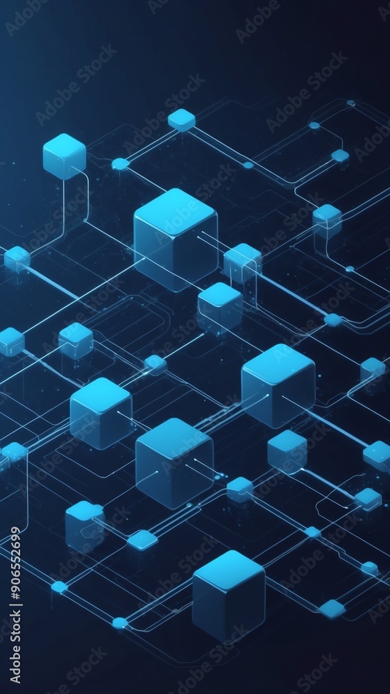 Aufkleber blue blockchain transaction flow concept technology abstract background with copy space