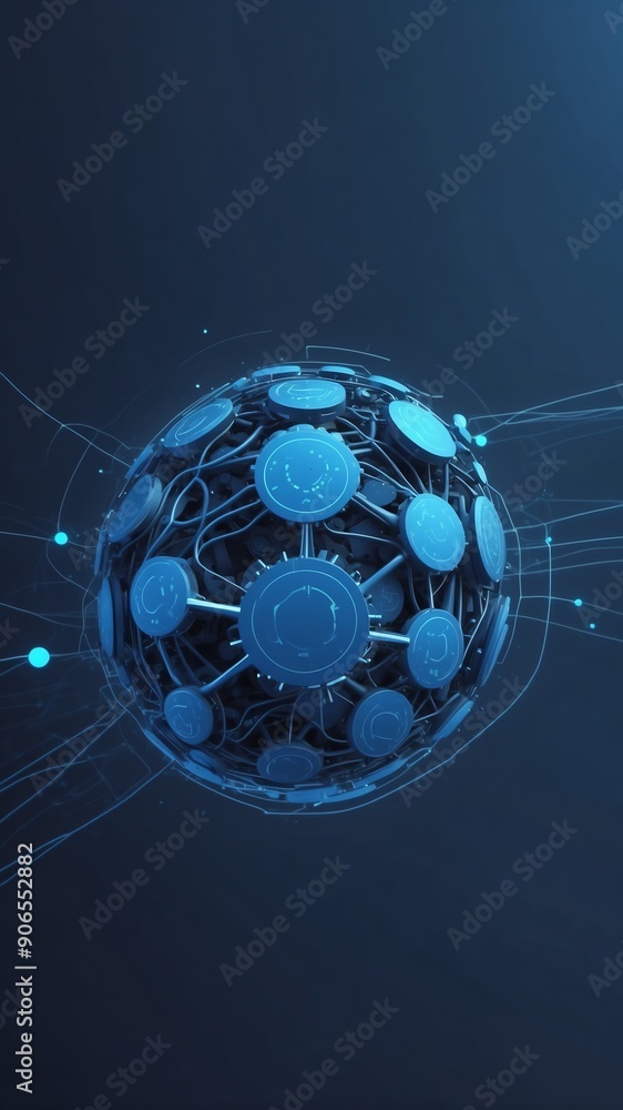 Poster blue machine learning nodes ai concept technology abstract background with copy space