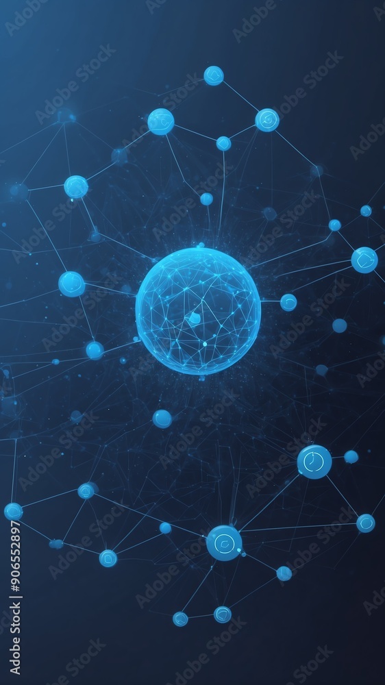 Poster blue machine learning nodes ai concept technology abstract background with copy space