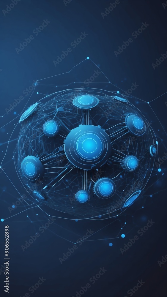 Poster blue machine learning nodes ai concept technology abstract background with copy space
