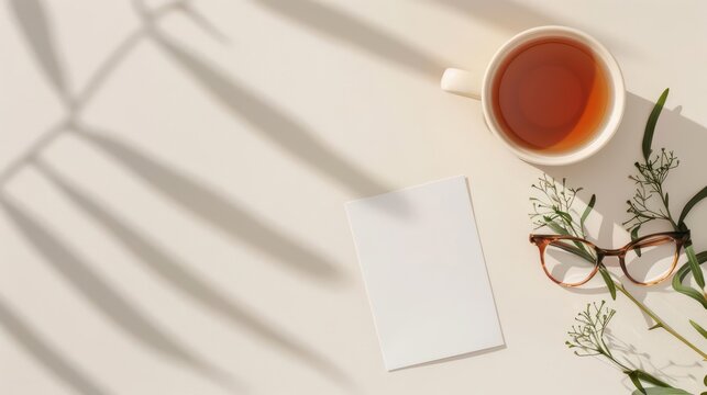 A top view of a retirement celebration setup with a blank card