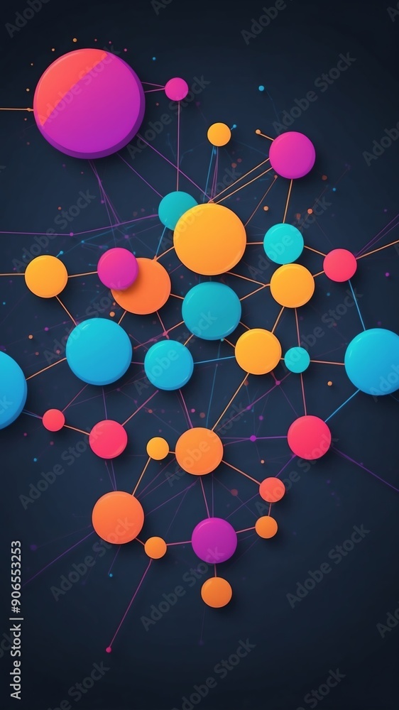 Poster colorful machine learning nodes ai concept technology abstract background with copy space