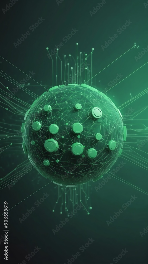 Poster green machine learning nodes ai concept technology abstract background with copy space