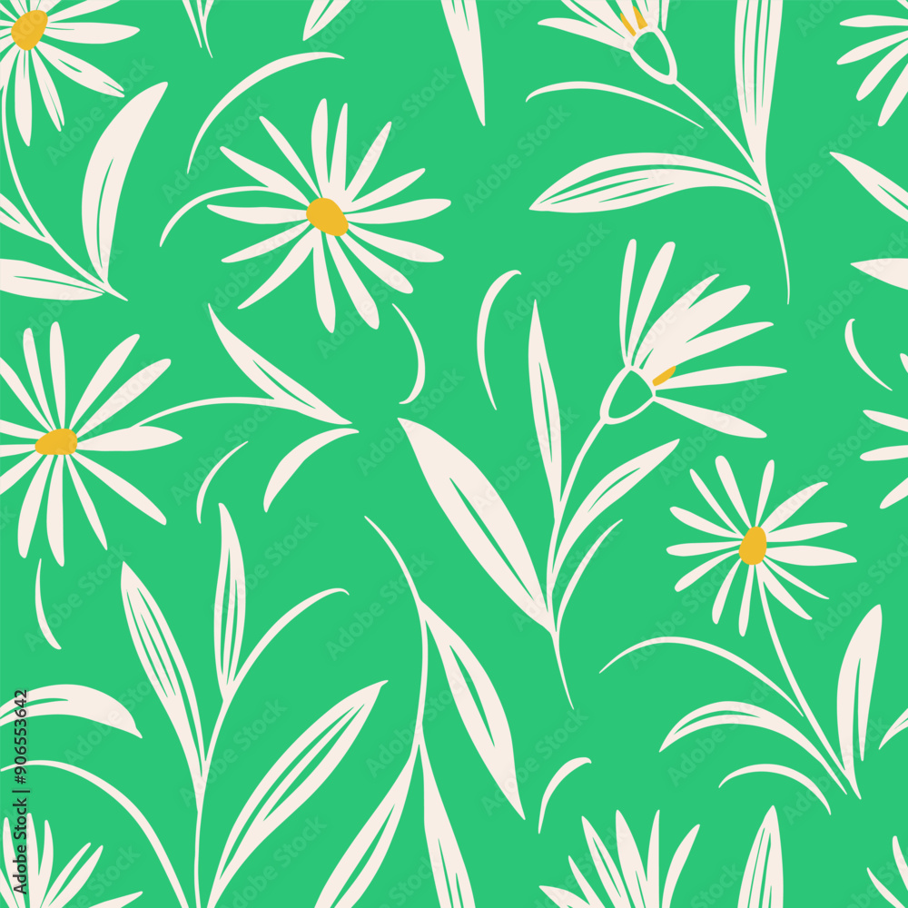 Poster seamless vector pattern decorative folk abstract with flowers and elements