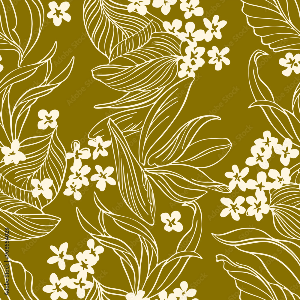Poster seamless vector pattern decorative folk abstract with flowers and elements