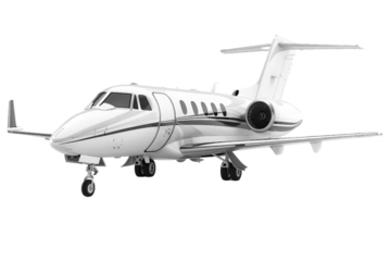 A private jet isolated on a white background, highlighting its luxurious design and streamlined shape.