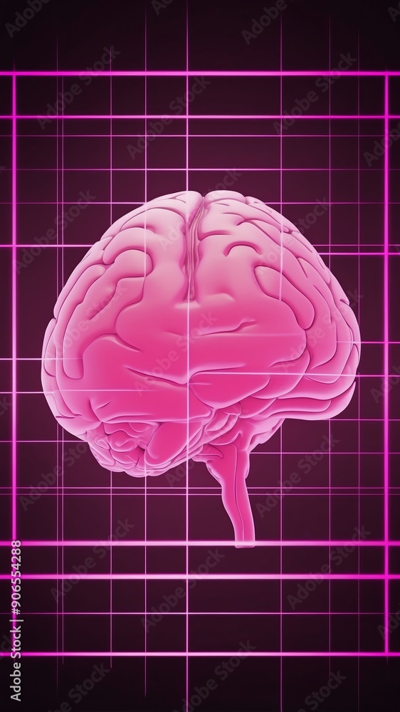 Aufkleber pink hologram brain projection grid technology abstract background with copy space