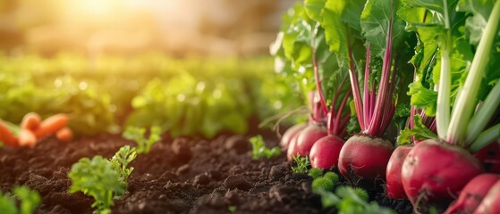 An exciting view of root vegetables like beets