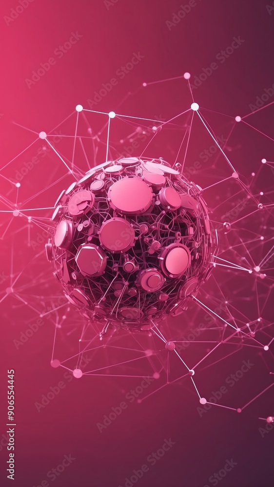 Poster pink machine learning nodes ai concept technology abstract background with copy space