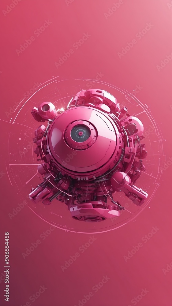 Poster pink machine learning nodes ai concept technology abstract background with copy space