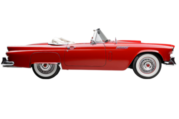 A classic convertible car isolated on a white background, highlighting its timeless elegance and open-top design.
