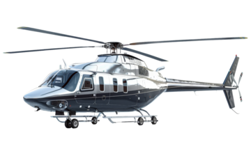 A helicopter isolated on a white background, featuring its rotor blades and versatile design for various missions.