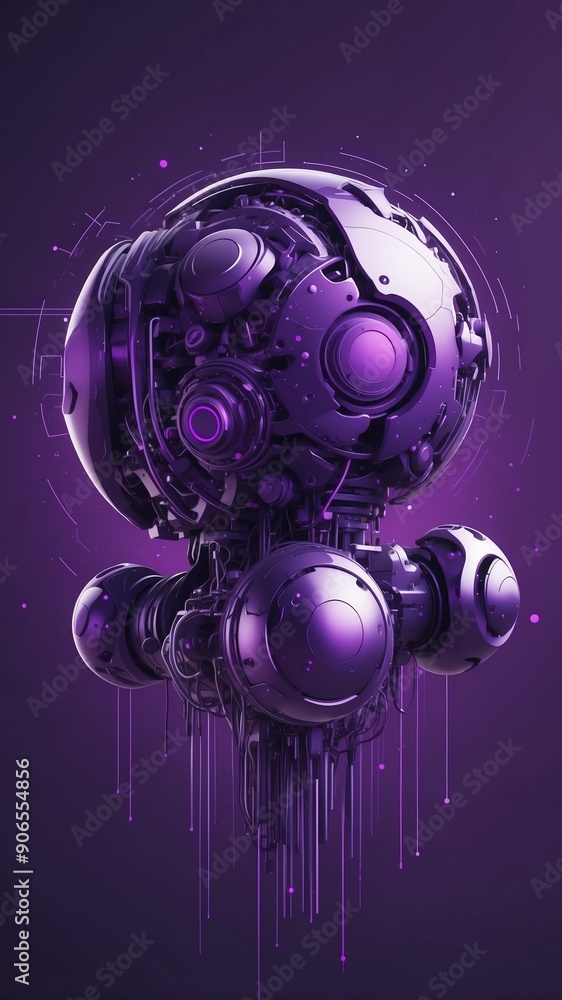 Poster purple machine learning nodes ai concept technology abstract background with copy space