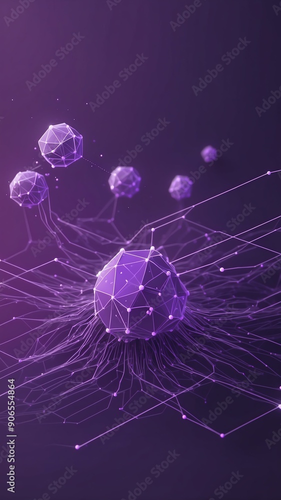 Poster purple machine learning nodes ai concept technology abstract background with copy space