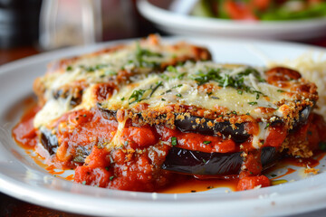 Eggplant parmesan. Italian food.