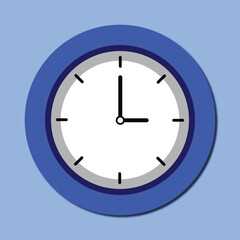 Clock icon in flat style, timer on blue background. Business watch. Vector design element for you project
