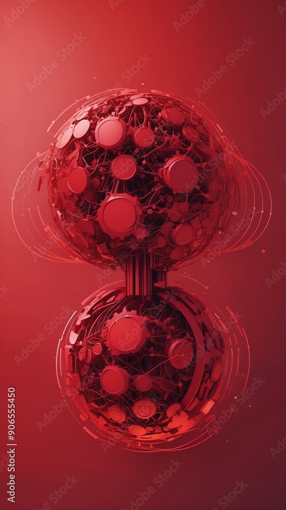 Poster red machine learning nodes ai concept technology abstract background with copy space