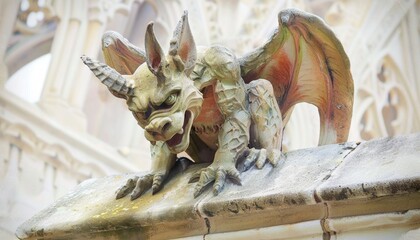 Stone Gargoyle Statue With Wings on a Building in the Daytime